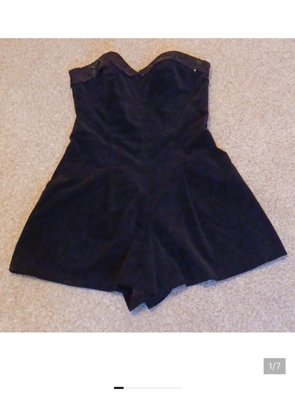 Betsey Johnson Black Strapless Velvet Romper